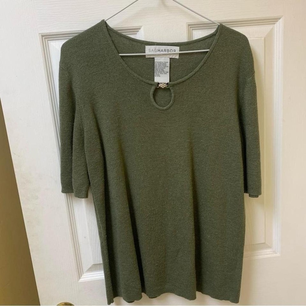 Sag harbor green short sleeved sweater